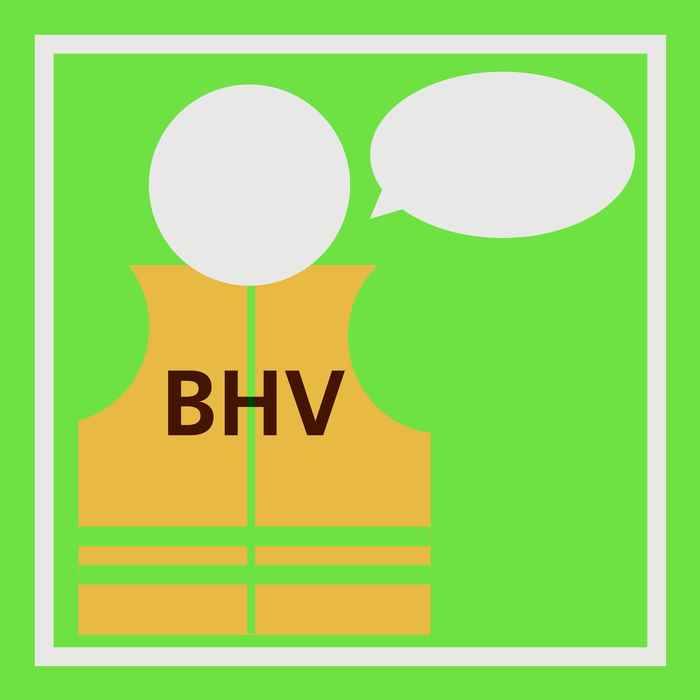 Groen icoon met een persoon afgebeeld in BHV-vest
